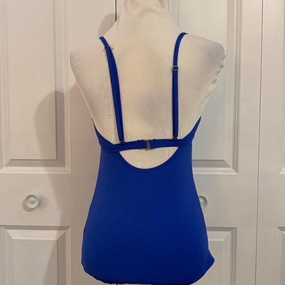 Athleta Colbalt Blue Keyhole Tankini Swim Top Shelf Bra XS - Picture 6 of 11